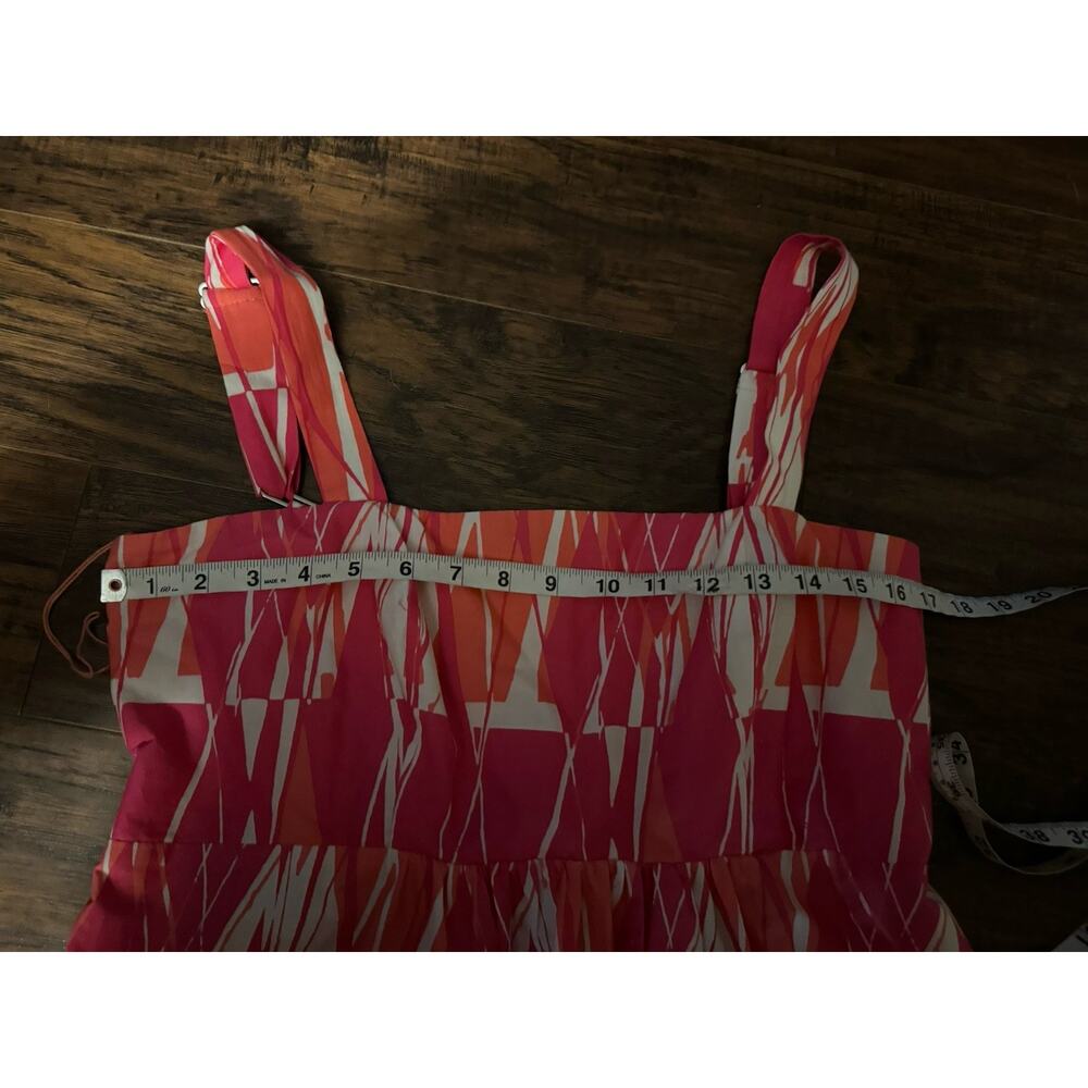 London Times Roya Maxi Dress Pink Orange Square Neck Cotton Sz:10 Beach - Picture 7 of 10
